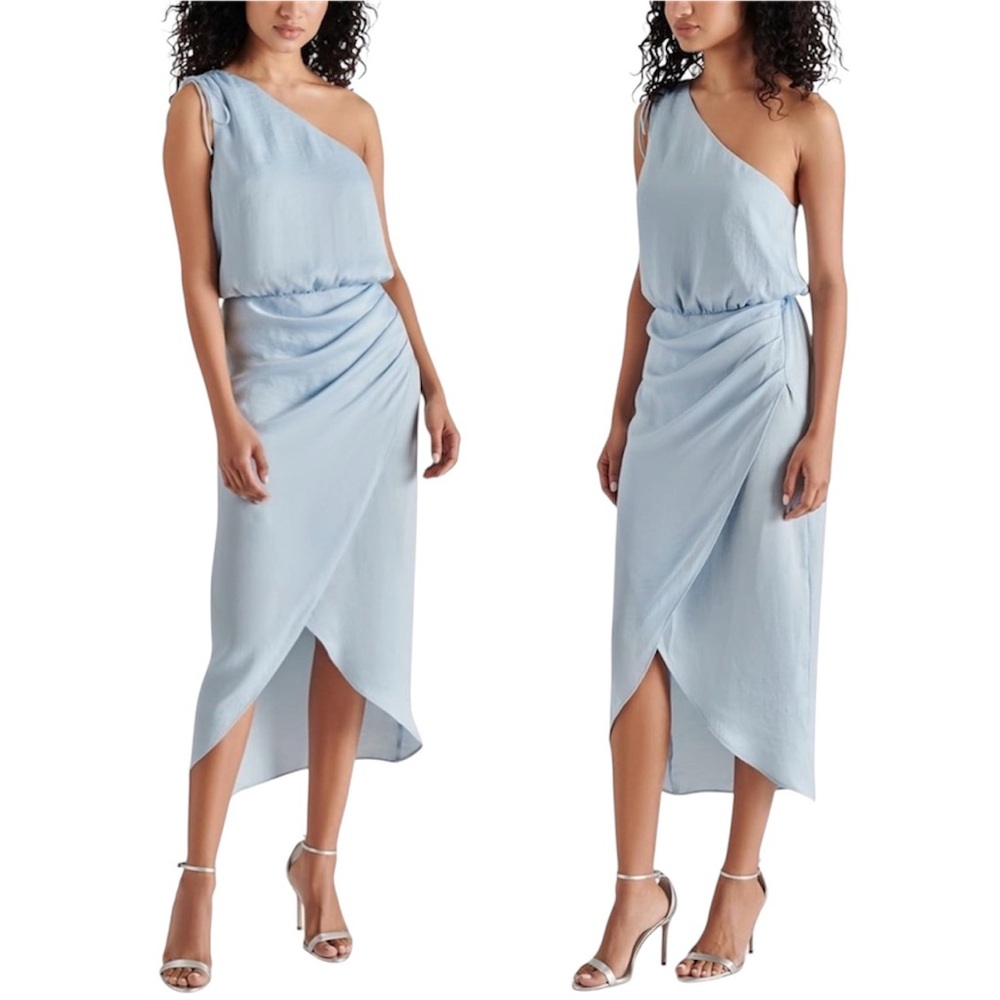 Steve Madden Adele Sky Blue single shoulder Dress women’s XS NWT